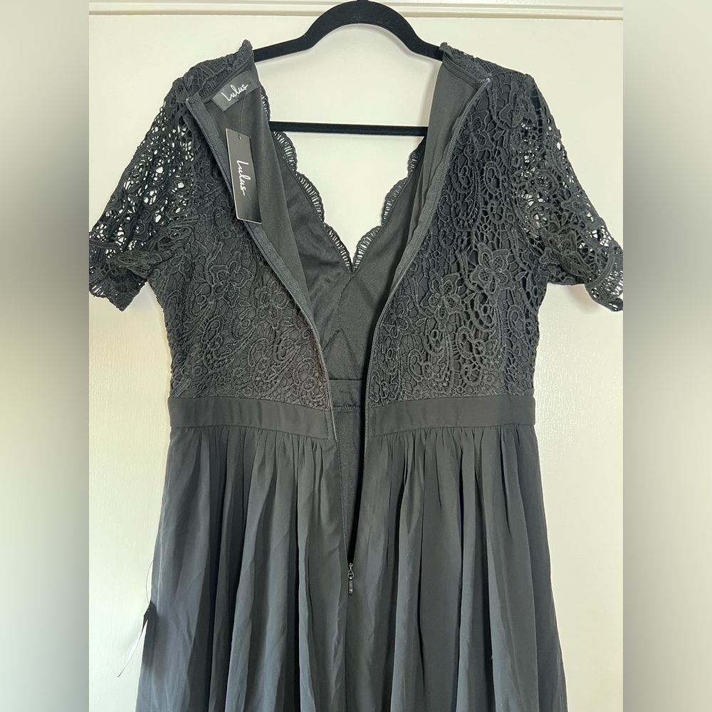 New! Lulu’s Angel in Disguise Lace Skater Dress Solid Black LBD Size XL - Picture 15 of 15